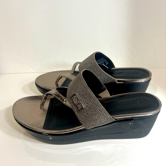 KENNETH COLE REACTION HEELED SANDALS WOMEN'S SIZE 8.5 METALLIC - Picture 1 of 9